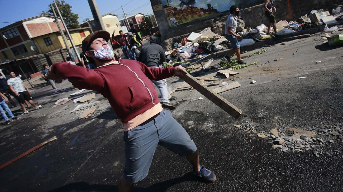 Protesta comuna el bosque en Santiago de Chile