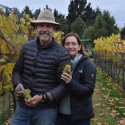 Marcelo y Patricia, propietarios de Casa Yagüe, que se convirtió en la primera bodega de Chubut en exportar a Europa. Tienen plantaciones de Chardonnay, Sauvignon Blanc, Semillón, Cabernet Franc y Pinot Noir. 