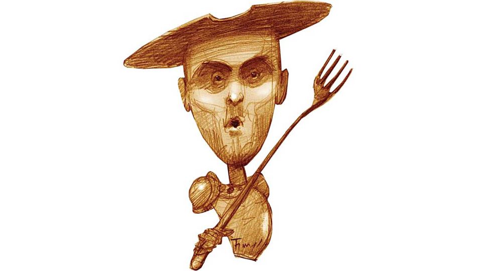 Guzmán contra los molinos de viento.