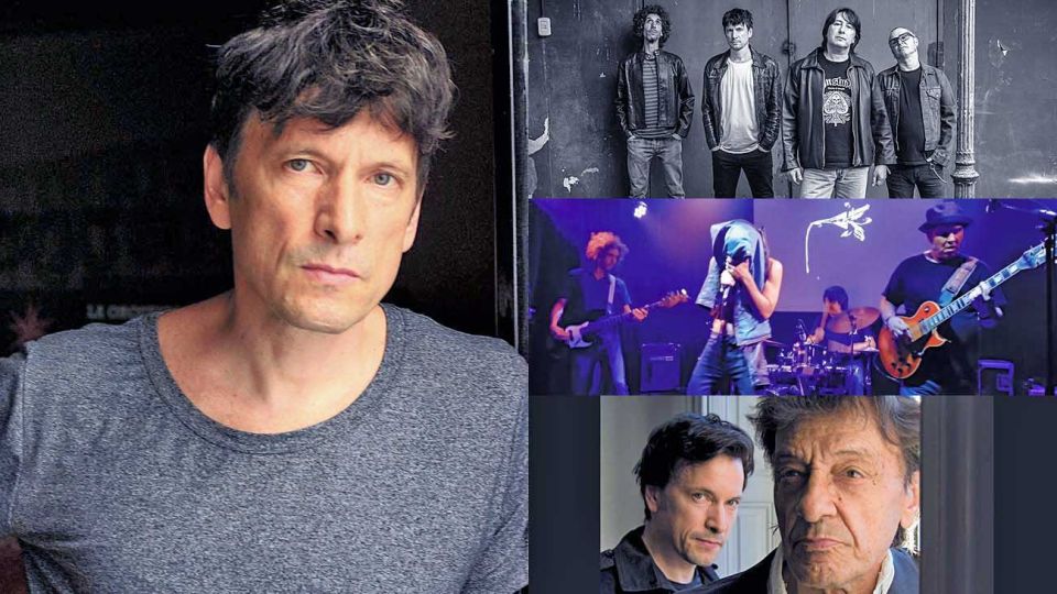 Composición. Birabent junto la banda que lo acompaña: uno de sus proyectos más queridos y constantes,. Al lado de su padre, el famoso músico Moris.