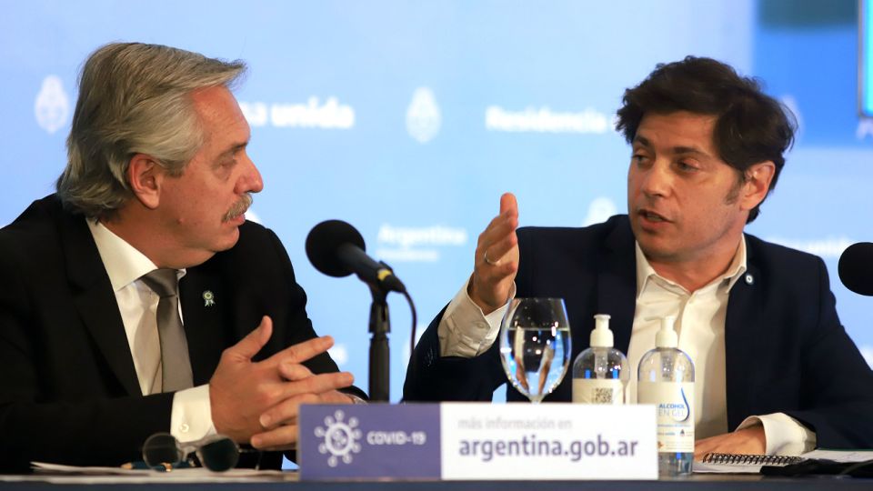 Alberto Fernández, presidente de la Nación, junto a Axel Kicillof, gobernador bonaerense.