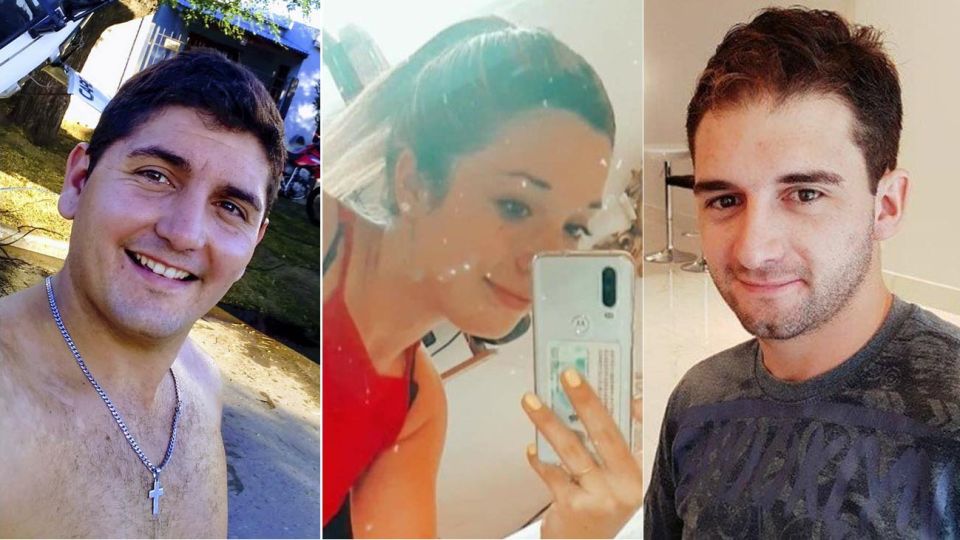 Boris Lulich (izq.), su hermano Felipe (der.) y su novia Brenda Rojas (centro)