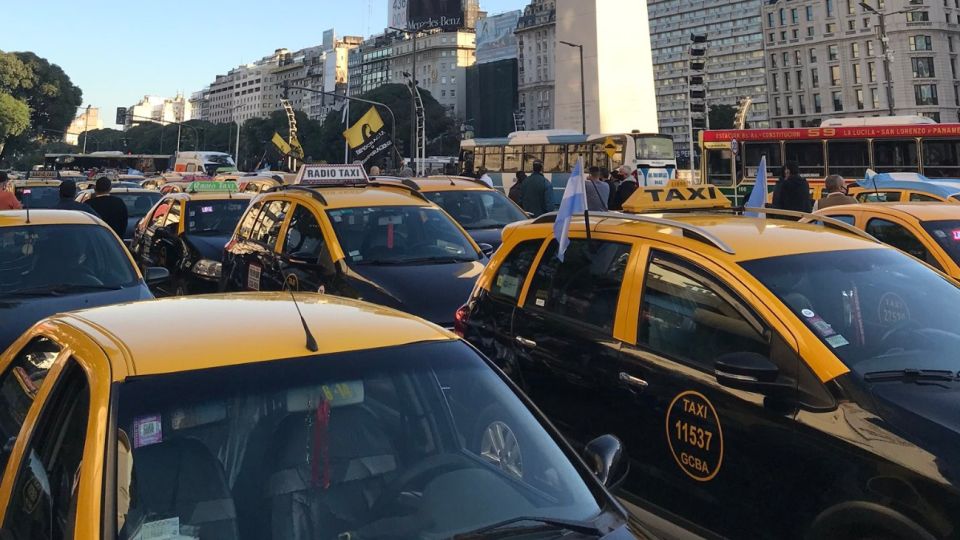 Protesta de taxistas en Buenos Aires.