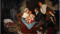 Edward Jenner vacunando a un niño (1884), ólero sobre lienzo de Eugene Ernest Hillemacher
