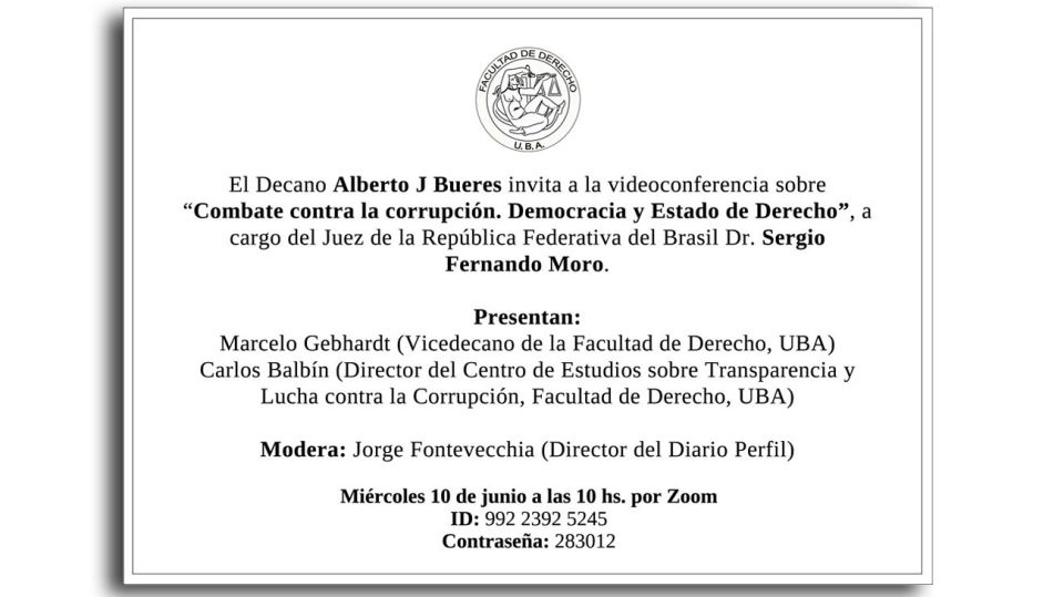 La invitación a la conferencia cumpliendo todas las formalidades.