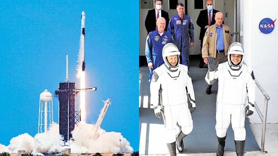 Cabo cañaveral. Los dos astronautas, Behnken y Hurley.