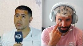 Buena onda entre el Kun Agüero y Juan Román Riquelme. //NA