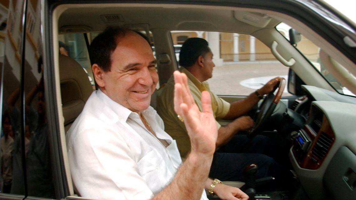 In this April 27, 2005 file photo, Ecuador's former President Abdala Bucaram leaves the Foreign Ministery in Panama City, where he sought political asylum after fleeing his country amid massive protests that forced the ouster of President Lucio Gutierrez.