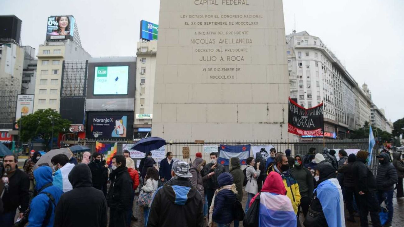 Nueva marcha anti cuarentena en el Obelisco.