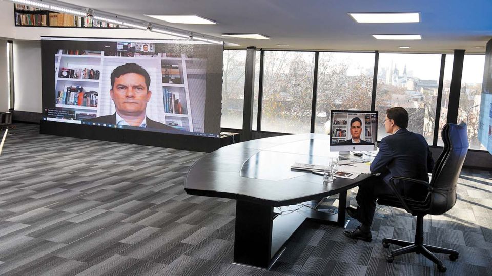 Sergio Moro, en la conferencia con académicos argentinos.