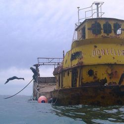 El Don Felix fue el primero de los barcos hundidos en el Parque Submarino Las Grutas.