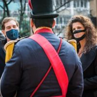 Diego Santilli y Analía Maiorana juntos en el Día de la Bandera