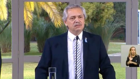 Alberto Fernández durante su discurso por el Día de la Bandera.