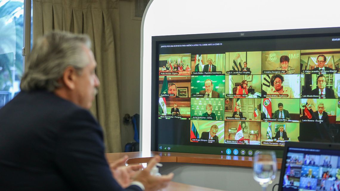 President Alberto Fernández joins a videoconference with regional leaders and officials from the IMF, IDB and World Bank.