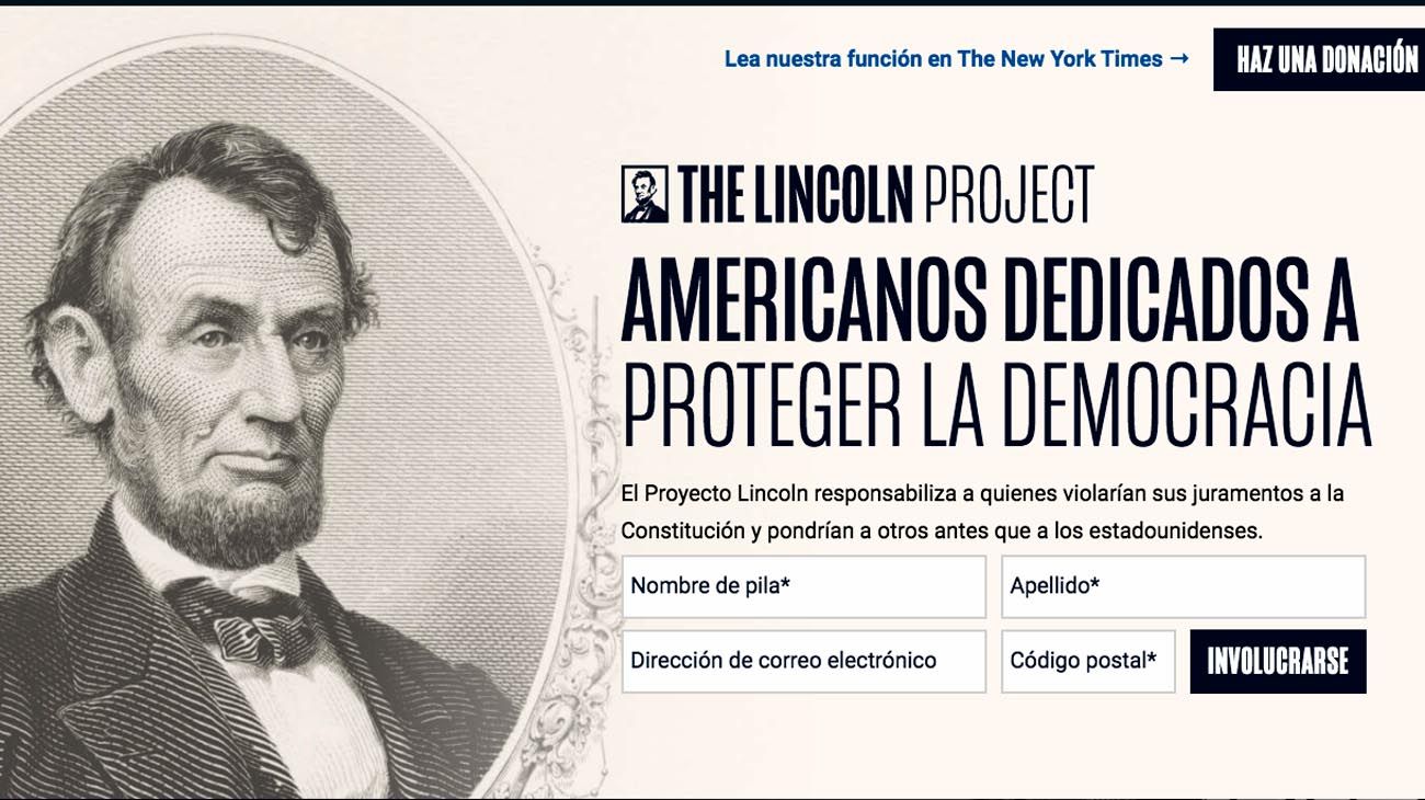 The Lincoln Project tiene como objetivo lograr que Trump no sea reelecto.