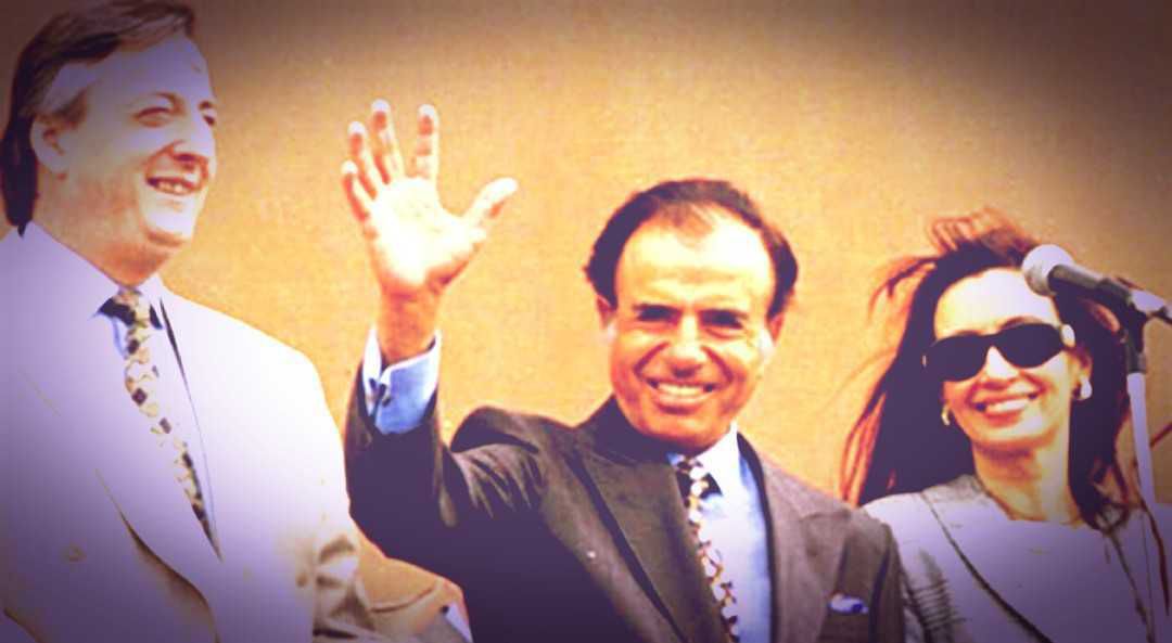 Néstor y Cristina Kirchner junto a Carlos Menem