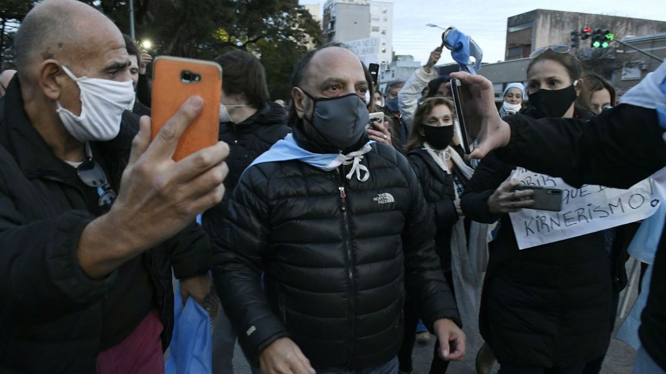 9 de julio 2020: Baby Etchecopar fue uno de los que participó en las protestas contra el gobierno de Alberto Fernández.