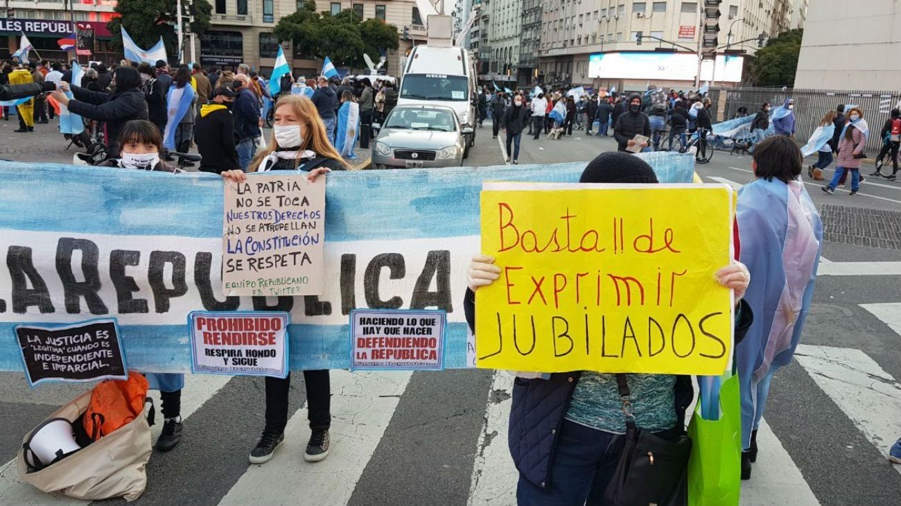 9 de Julio de 2020: Obelisco y Plaza de Mayo fueron escenarios de la protesta contra el gobierno de Alberto Fernández.