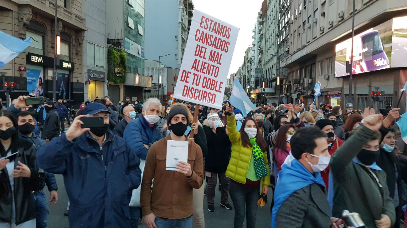 9 de Julio de 2020: Obelisco y Plaza de Mayo fueron escenarios de la protesta contra el gobierno de Alberto Fernández.