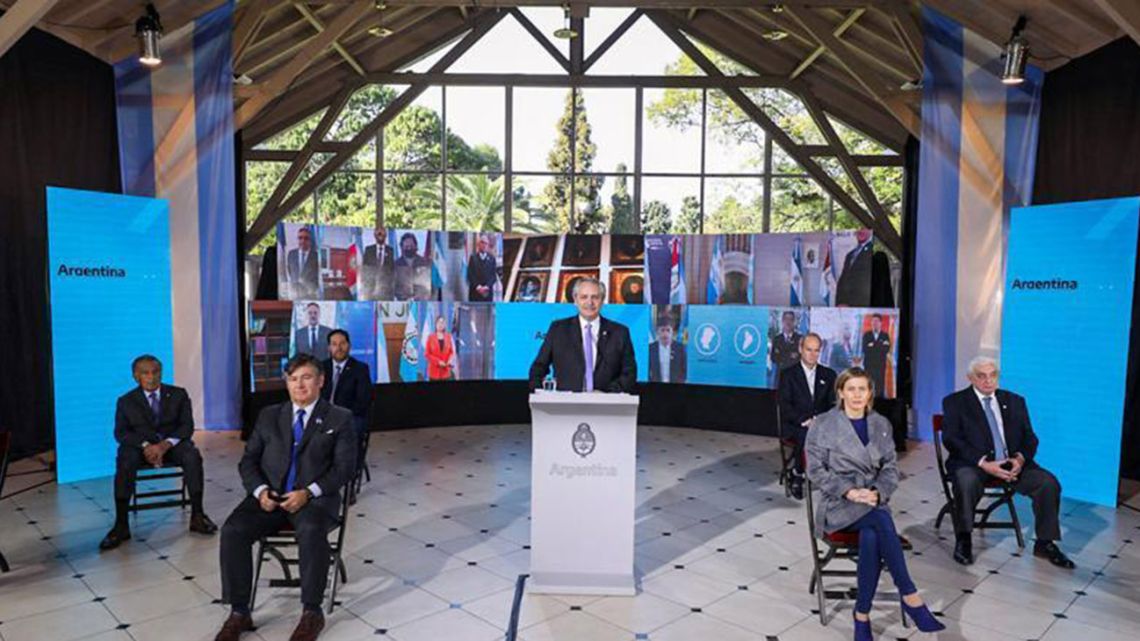 President Alberto Fernández leads an event celebrating Argentina's Independence Day on July 9.