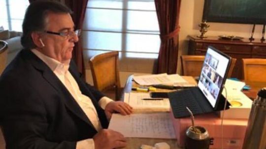 El diputado Mario Negri en teleconferencia con Alberto Fernández