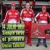GP de Gran Bretaña de 2013. Fernando Alonso, el director del equipo Ferrari, Stefano Domenicalii y Felipe Massa homenajean a José Froilán González.