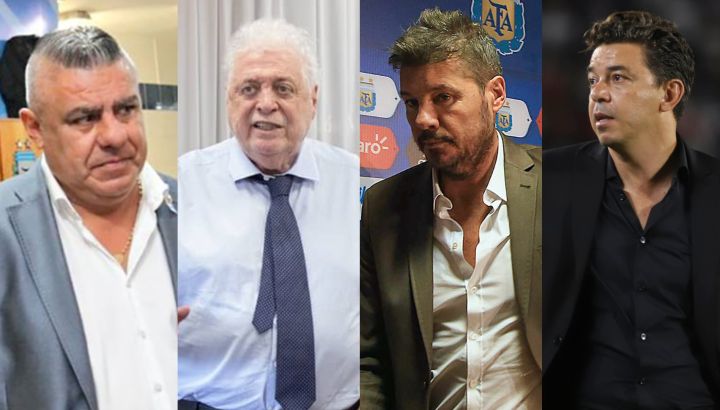 Claudio Tapia, Ginés González García, Marcelo Tinelli y Marcelo Gallardo. Nadie sabe cuándo volverá el fútbol en la Argentina. // NA