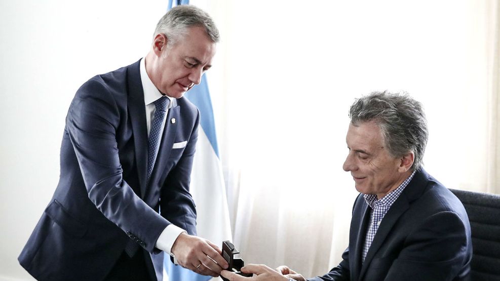 El presidente del País Vasco, Iñigo Urkullu Renteria, con Mauricio Macri cuando visitó la Argentina en 2018.