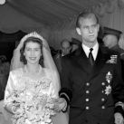 La reina Isabel II en su casamiento 