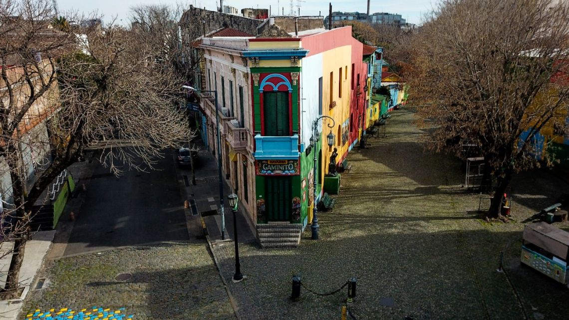 The legendary Caminito of La Boca, once filled with tourists and shops, has been rendered empty during pandemic times. 