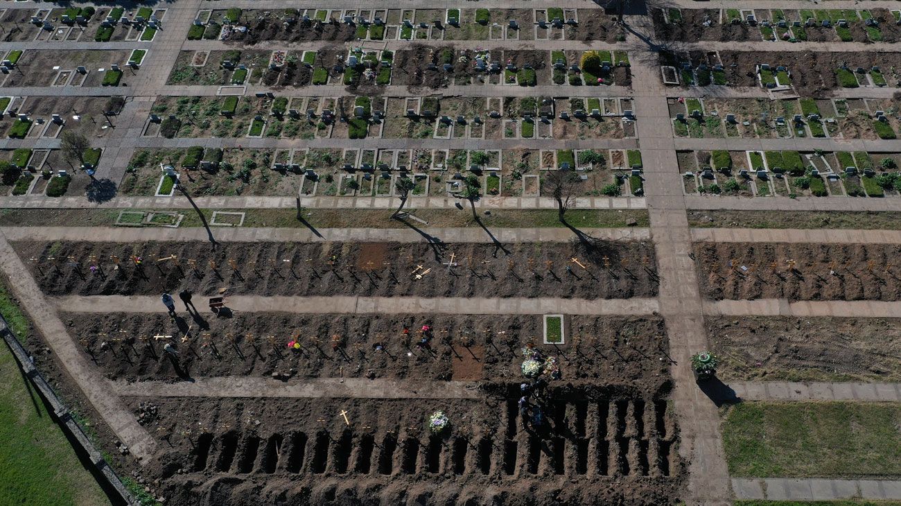 Nuevas tumbas en el cementerio de Flores donde son enterradas las personas que fallecieron de coronavirus