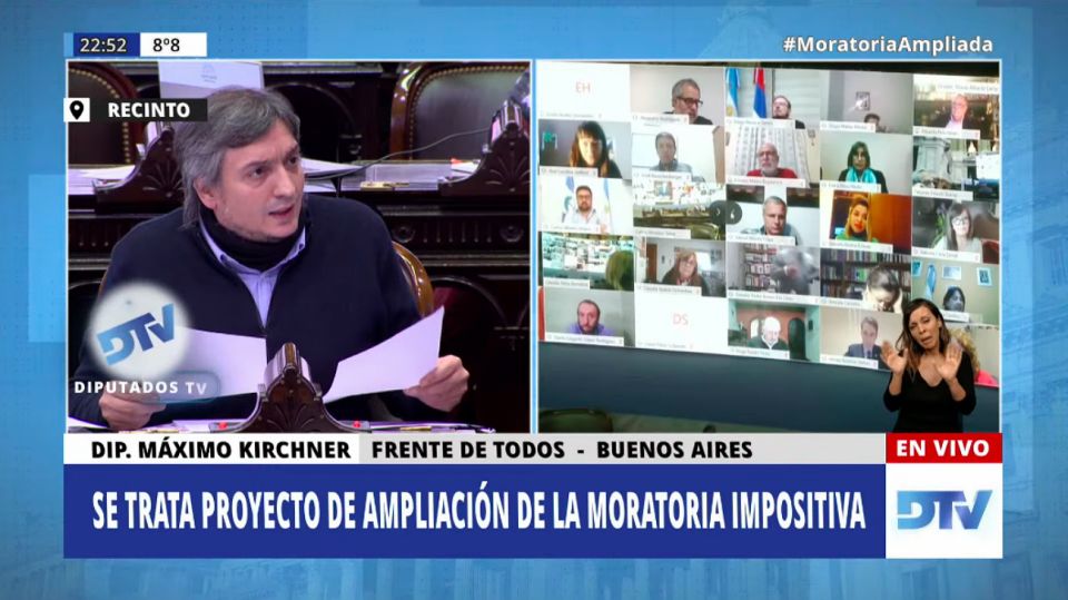 Máximo Kirchner durante el cierre de la sesión.