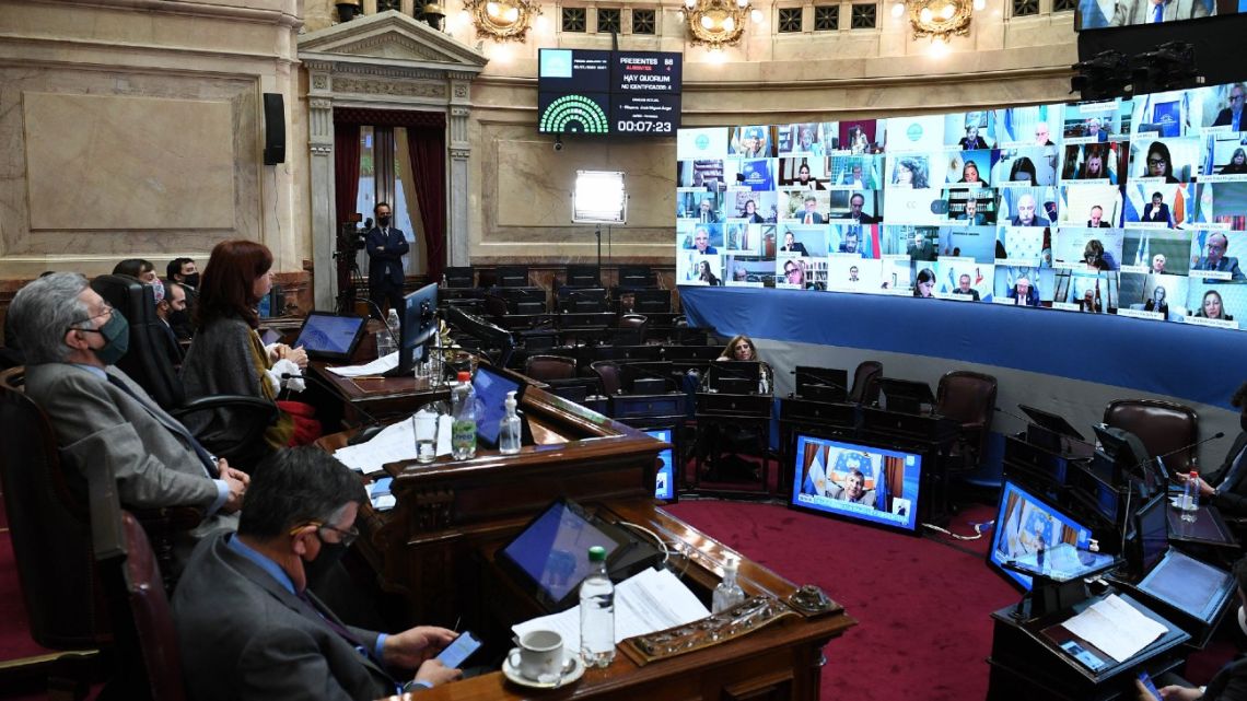 The Senate votes to approve a bill to restructure debt issued under Argentine law.