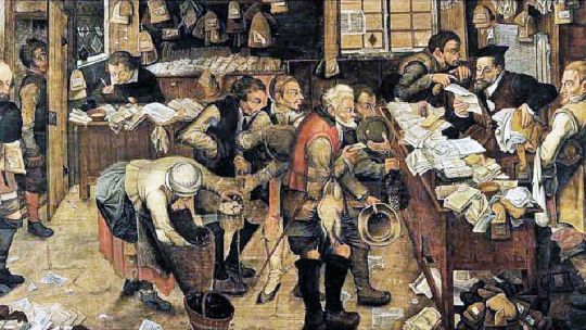 Pieter Brueghel el Joven. La oficina del recaudador de impuestos (c. 1615).