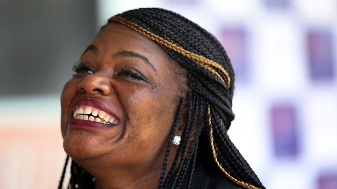 Cori Bush is photographed outside her campaign headquarters in Northwoods, Missouri, on Wednesday, August 5, 2020. 