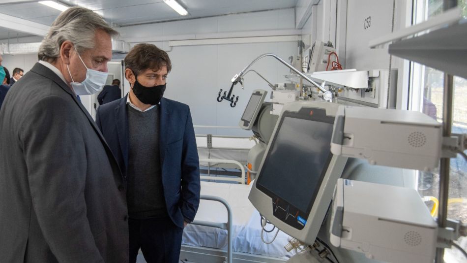 El presidente Alberto Fernández junto al gobernador de la provincia de Buenos Aires, Axel Kicillof