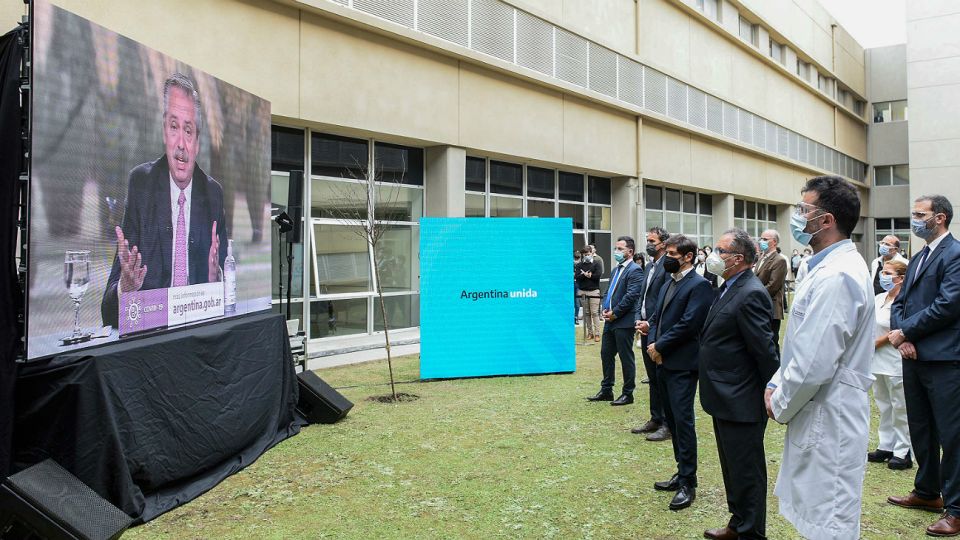 Alberto Fernández, durante el acto en Ituzaingó.