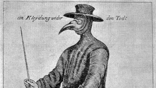 Grabado de 1656. Durante la epidemia de peste del siglo XVII en Europa, los médicos llevaban máscaras picudas, guantes de cuero y capas largas para intentar defenderse de la enfermedad.