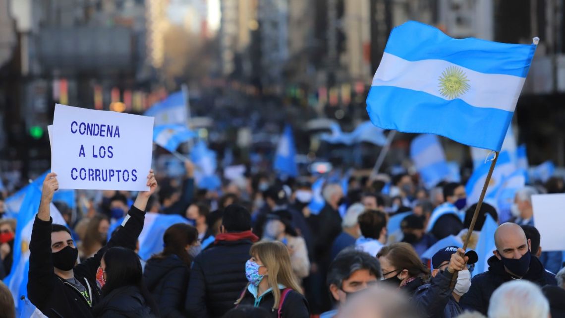 Anti-government demonstrate in Buenos Aires.