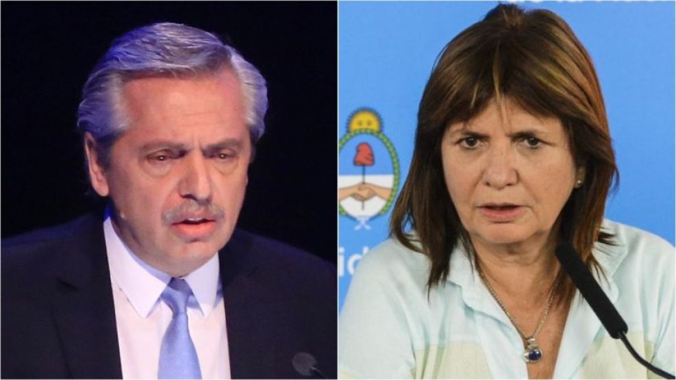 El presidente Alberto Fernández y la ex ministra Patricia Bullrich.
