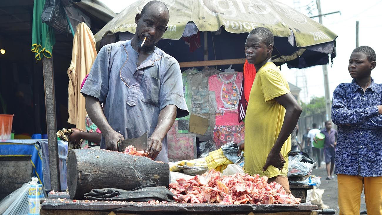 Mercado de carnes silvestres de Lagos, en Nigeria