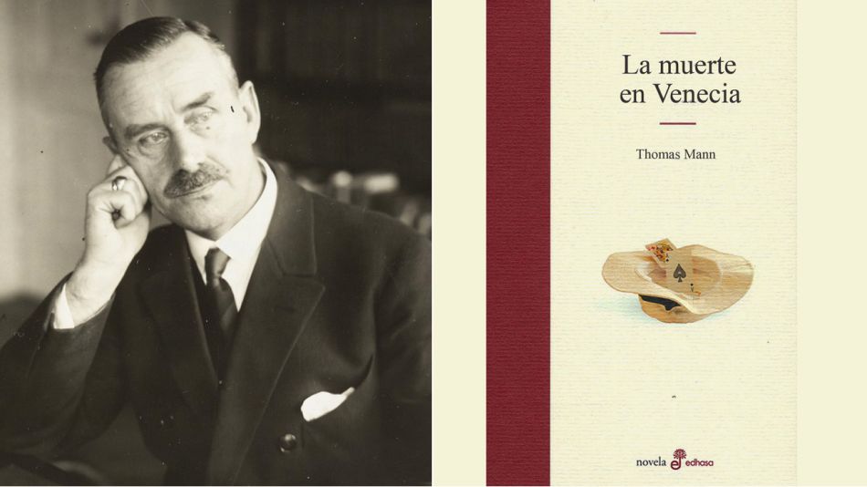 Thomas Mann y tapa de su libro Muerte en Venecia 20200825