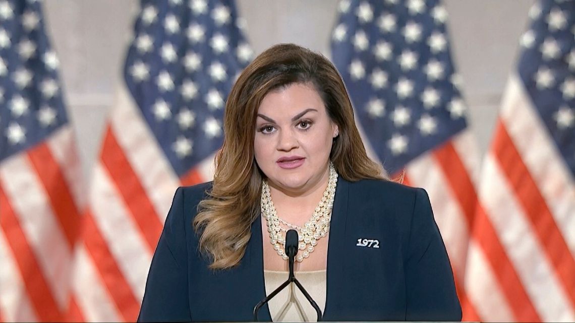 In this image from video, Abby Johnson speaks from Washington, during the second night of the Republican National Convention on Tuesday, August 25, 2020.