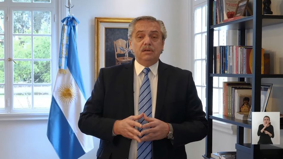 Alberto Fernández durante el anuncio de la nueva flexibilización de la cuarentena.