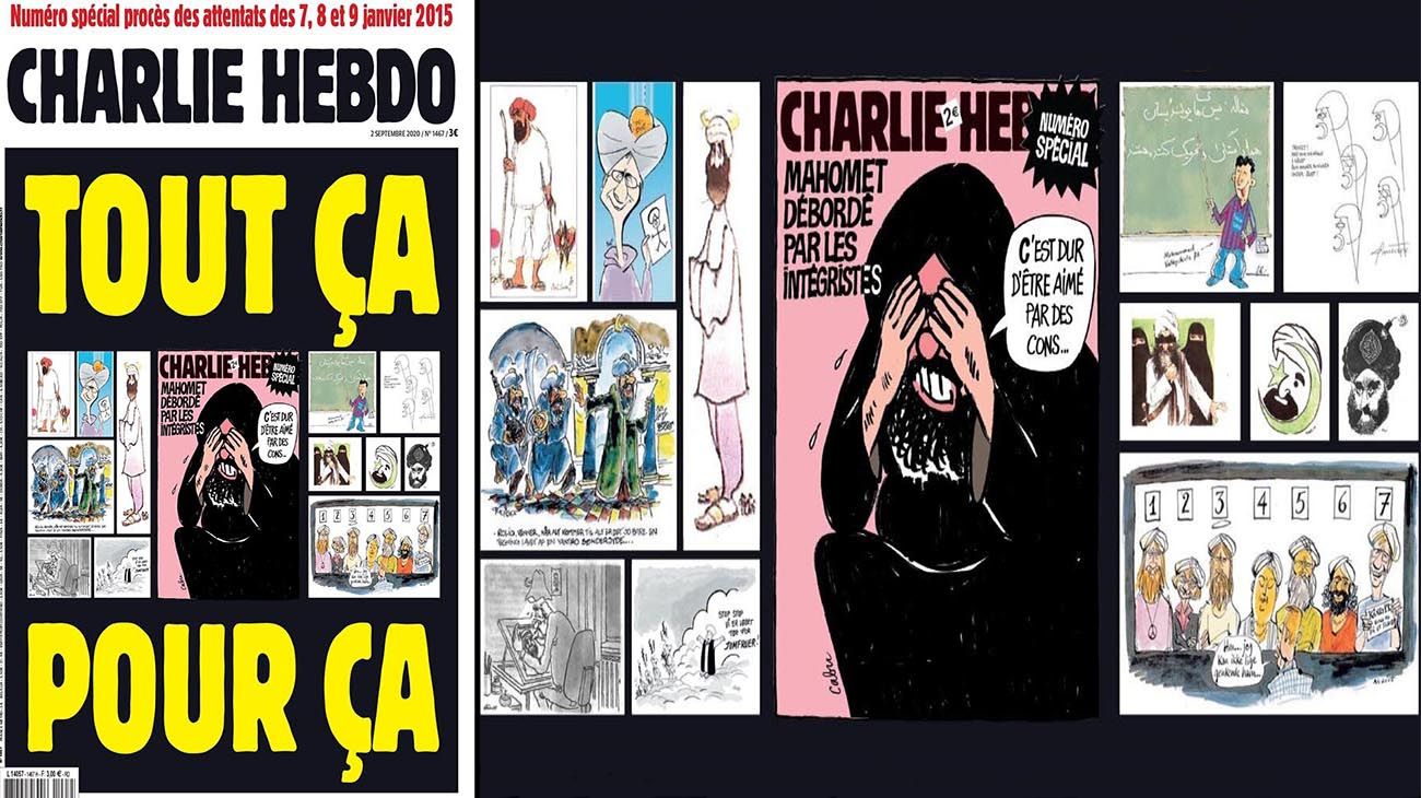 La revista Charlie Hebdo volvió a caricaturizar a Mahoma