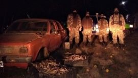 En Cuero de Zorro detuvieron pejerreyes con varios kilos de pejerreyes y metros de redes