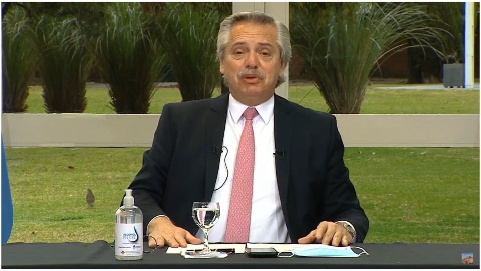 El presidente Alberto Fernández, desde la Quinta de Olivos.