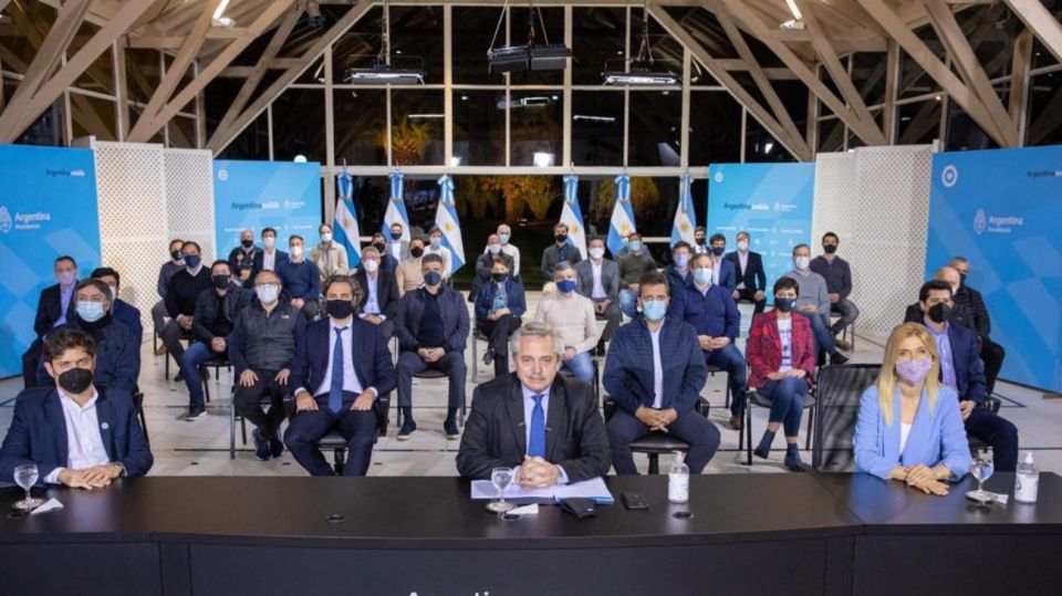 El presidente Alberto Fernández durante el anuncio de este jueves en Olivos. Foto: Cedoc.