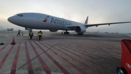 El primer vuelo post pandemia de American Airlines hacia la Argentina aterrizó en Ezeiza a las 7:05 del 10 de septiembre de 2020 con 195 pasajeros a bordo.