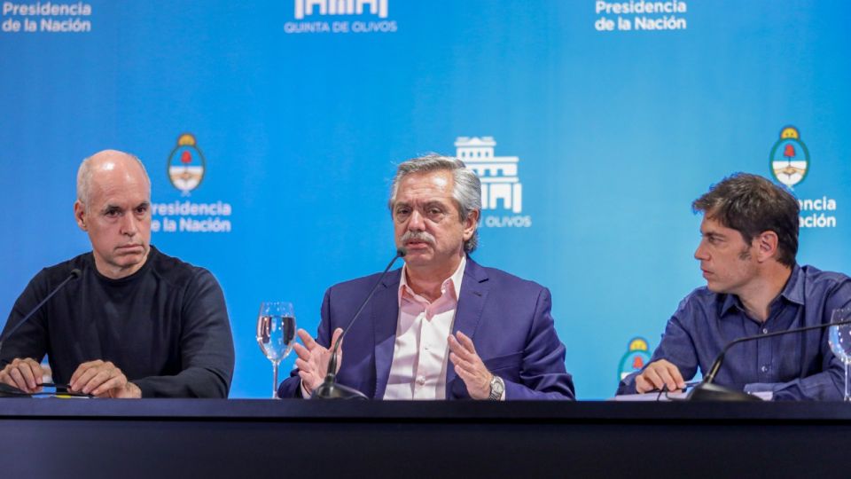 Horacio Rodríguez Larreta, Alberto Fernández y Axel Kicillof
